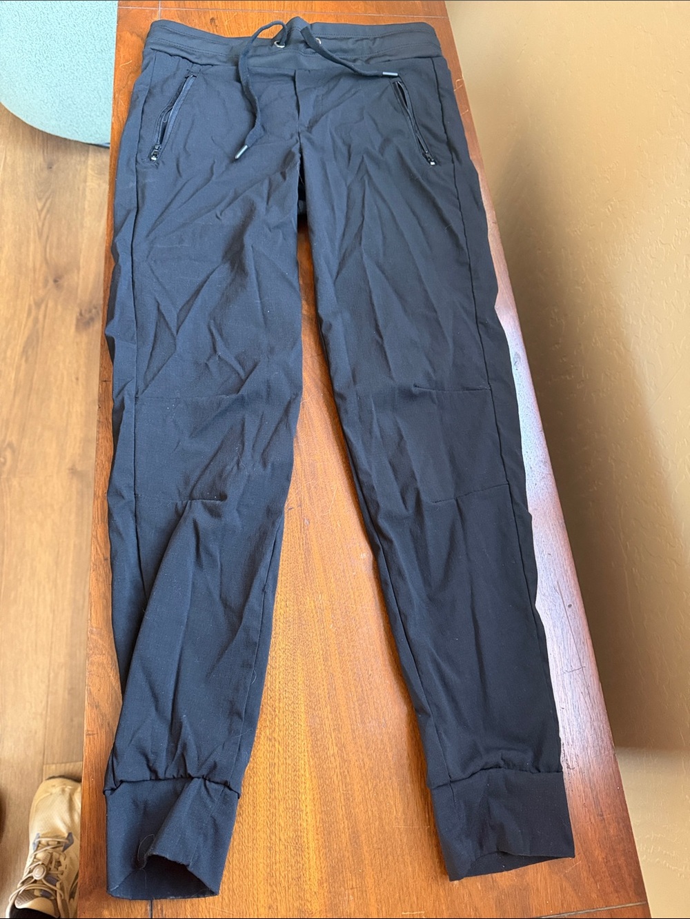 M Womens Drawstring Jogger Pants Black Hiking lounge daily pant